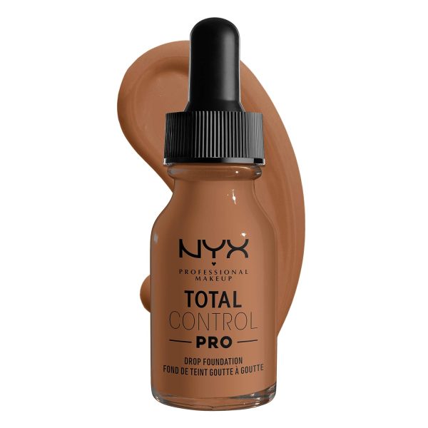 NYX Professional Makeup Total Control Pro Drop Foundation, Flüssiges Make up, Individuelle und aufbaubare Deckkraft, Vegane Formel, True-to-Skin Finish, 13 ml, Farbton: Mahogony 1