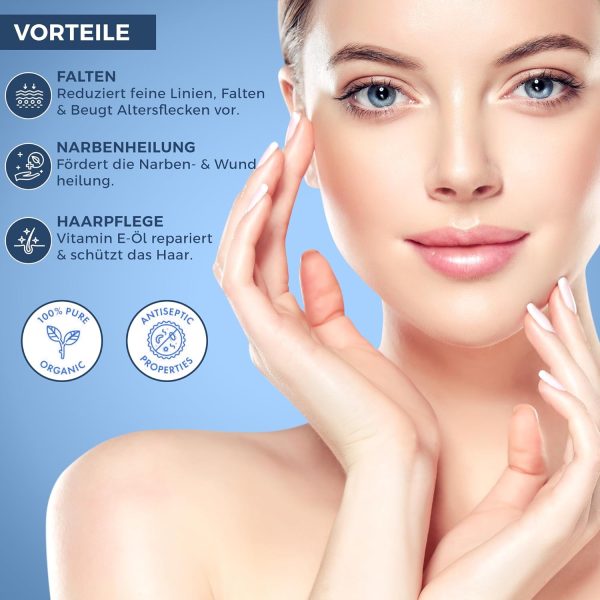 Kanzy Vitamin E Öl Bio Tropfen für Kosmetik 60ml 100% Natürliches d-Alpha-tocopherol, Anti-Falten, Anti Aging, Reines Vitamin E Öl Gegen Falten aller Art, Gesicht, Nagel und Haare 3