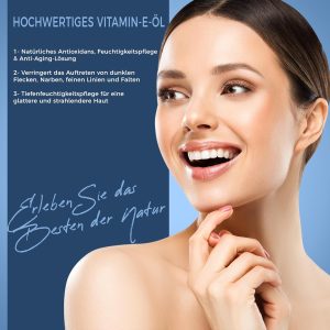 Kanzy Vitamin E Öl Bio Tropfen für Kosmetik 60ml 100% Natürliches d-Alpha-tocopherol, Anti-Falten, Anti Aging, Reines Vitamin E Öl Gegen Falten aller Art, Gesicht, Nagel und Haare 17