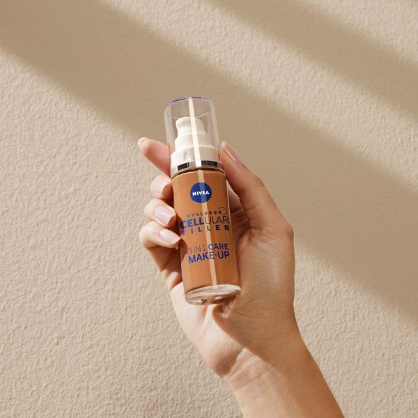 NIVEA Hyaluron Cellular Filler 3in1 Pflege Make-Up Dunkel (30 ml), feuchtigkeitsspendende Foundation mit Hyaluron, Gesichts für einen ebenmäßigeren Teint 6