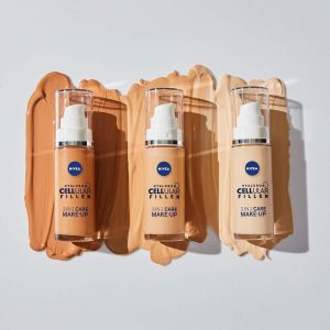 NIVEA Hyaluron Cellular Filler 3in1 Pflege Make-Up Dunkel (30 ml), feuchtigkeitsspendende Foundation mit Hyaluron, Gesichts für einen ebenmäßigeren Teint 21