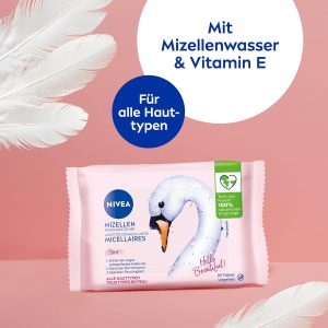 NIVEA 3in1 Mizellen Reinigungstücher, sanfte Gesichtsreinigungstücher mit Vitamin E, sanfte Abschminktücher entfernen Make-Up & wasserfeste Mascara (25 Stück) 12