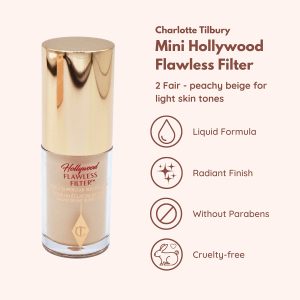 Charlotte Tilbury Mini Hollywood Flawless Filter, Travel Size, 2 Fair - Customizable Face Liquid Makeup Booster, Tinted Primer, Foundation, Highlighter, Moisturizer 8