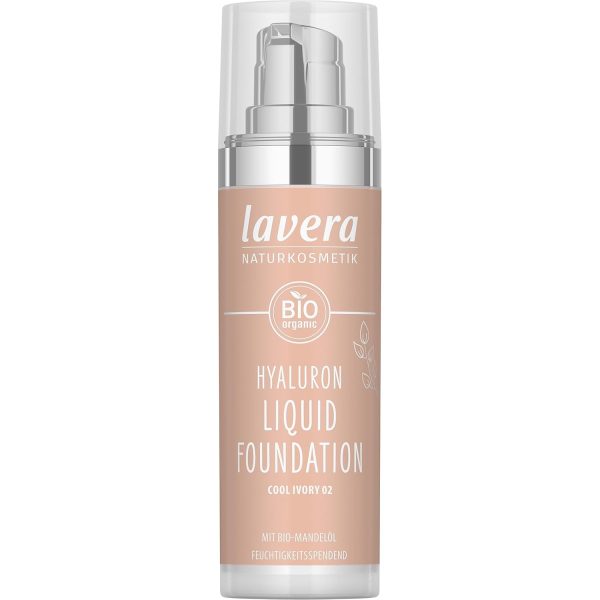 lavera Hyaluron Liquid Foundation - Cool Ivory 02 - Naturkosmetik - Vegan - seidige, leichte Textur - frei von Mineralöl - natürliche Hyaluronsäure & Bio-Mandelöl - 30 ml 1