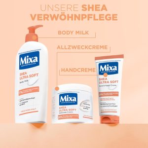 Mixa Pflege-Set mit Shea Ultra Soft Bodymilk, Handcreme und Shea Intensive Allzweckcreme 21