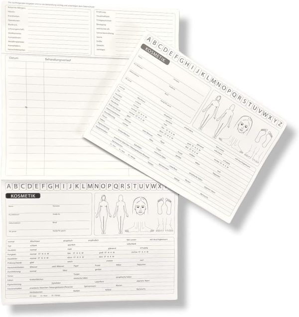 Kosmetik Karteikarten/DIN A5 Analysekarten zum aufklappen, Doppelseitig (50) 1