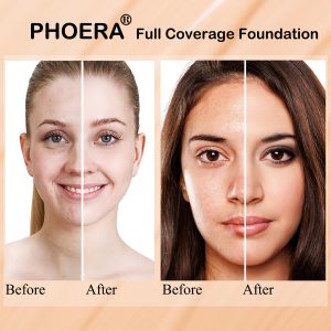 PHOERA Foundation,PHOERA Grundierung Makeup Concealer Full Coverage, Anti Aging Hydrating Serum with matte Natural lightweight Finish (2pcs- 102- Nude) 11