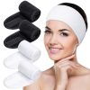 MELLIEX 4 Stück Kosmetik Haarband, Spa Stirnband Frottee Haarbänder für Make Up Sport Yoga Verstellbare Haarschutzband mit Klettverschluss(Schwarz+Weiß) 19