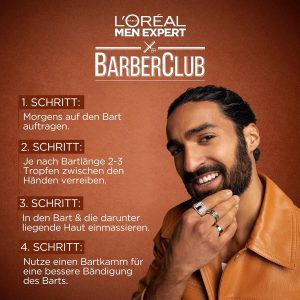 L'Oréal Men Expert XXL Bartöl für Männer, Unterstützung beim gesunden Bartwachstum, Beruhigende Bartpflege für Herren mit Zedernholzöl, Barber Club, [Amazon Exclusive], 1 x 50 ml 15