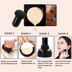 Pilzkopf Luftkissen BB Creme CC Creme Foundation Cover Concealer sogar Hautton Basis BB Make-up Feuchtigkeitsspendende, aufhellende Pigment Liquid Foundation(Natürlich) 18