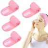 ZEACCT Kosmetik Stirnband Frottee Haarband Kosmetik Mikrofaser Haarschutzband mit für Kosmetische Behandlungen Haarschutz bei Schminken, Sport, Spa,Yoga, Waschbar 4 Stück Dunkelgrau-Rosa 13