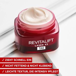 L'Oréal Paris Gesichtspflege Set, Anti-Aging Tagespflege und Nachtpflege mit 3-fach Wirkung, Mit Pro-Retinol, Hyaluron und Vitamin C, Revitalift Laser X3, 2 x 50 ml 8