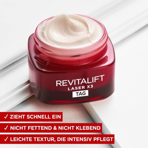 L'Oréal Paris Gesichtspflege Set, Anti-Aging Tagespflege und Nachtpflege mit 3-fach Wirkung, Mit Pro-Retinol, Hyaluron und Vitamin C, Revitalift Laser X3, 2 x 50 ml 2