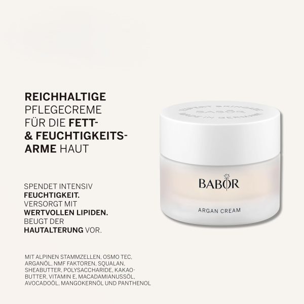 BABOR CLASSICS Argan Cream, Reichhaltige Gesichtscreme für trockene Haut, Mit Arganöl und Vitamin E, Vegane Formel, Ohne Alkohol, 50 ml 2