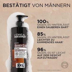 L'Oréal Men Expert XXL 3-in-1 Bartshampoo für Männer, Bartseife für Bart, Gesicht und Haar, Herren Bartpflege gegen Schuppen mit ätherischem Zedernholzöl, Barber Club, [Amazon Exclusive], 1 x 400 ml 18