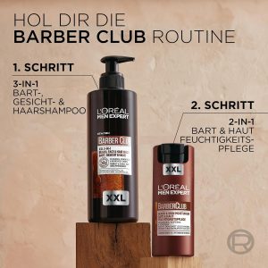 L'Oréal Men Expert XXL 3-in-1 Bartshampoo für Männer, Bartseife für Bart, Gesicht und Haar, Herren Bartpflege gegen Schuppen mit ätherischem Zedernholzöl, Barber Club, [Amazon Exclusive], 1 x 400 ml 24