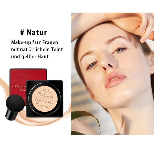 Pilzkopf Luftkissen CC Creme Foundation, Moisturising BB Creme, Gesichts Make-up, Wasserdichte Makellose Foundation Cover Concealer, Natürlicher Concealer, Gleichmäßiger Hautton(Natürlich) 7