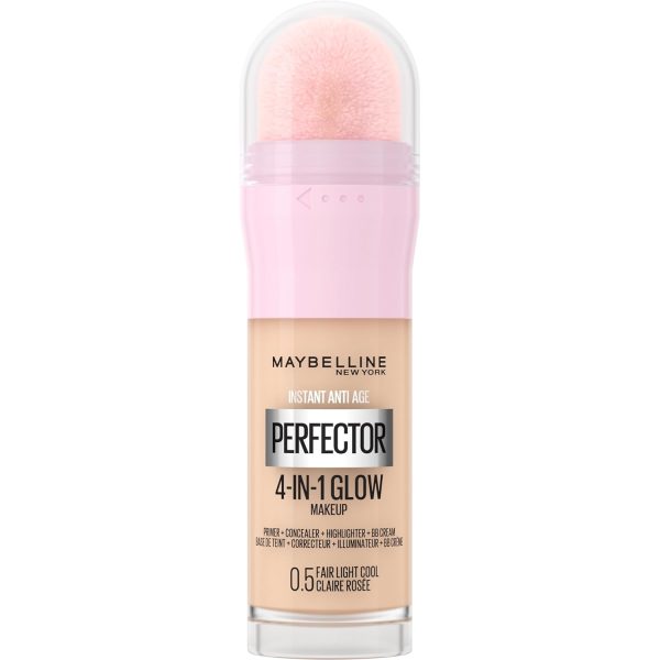 Maybelline New York 4-in-1 Make Up mit Concealer, BB Cream, Highlighter und Primer, für einen perfekten Teint, Foundation mit leichter Deckkraft, Instant Perfector Glow, Nr. 0.5 Fair Light Cool, 20 ml 1