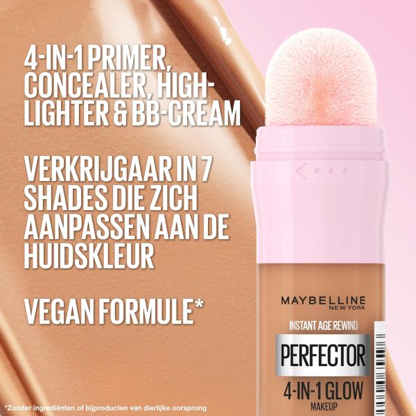 Maybelline New York 4-in-1 Make Up mit Concealer, BB Cream, Highlighter und Primer, für einen perfekten Teint, Foundation mit leichter Deckkraft, Instant Perfector Glow, Nr. 0.5 Fair Light Cool, 20 ml 8