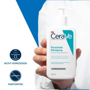 CeraVe Schäumendes Reinigungsgel für das Gesicht, Porentiefe Reinigung bei unreiner und zu Akne neigender Haut, Mit Salicylsäure, weißer Tonerde und Niacinamid, 236 ml 11