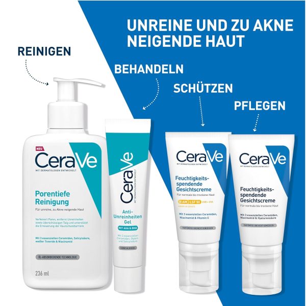 CeraVe Schäumendes Reinigungsgel für das Gesicht, Porentiefe Reinigung bei unreiner und zu Akne neigender Haut, Mit Salicylsäure, weißer Tonerde und Niacinamid, 236 ml 7