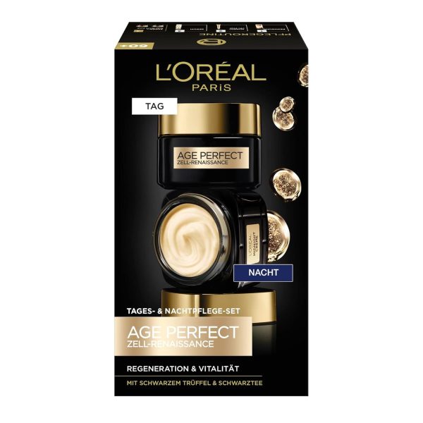 L'Oréal Paris Gesichtspflege Set, Anti-Aging Tagespflege und Nachtpflege zur Förderung der Zellregeneration, Mit Antioxidantien Formel und Vitamin E, Age Perfect Zell Renaissance, 2 x 50 ml 1