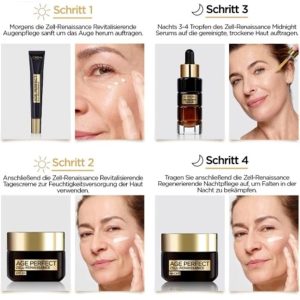 L'Oréal Paris Gesichtspflege Set, Anti-Aging Tagespflege und Nachtpflege zur Förderung der Zellregeneration, Mit Antioxidantien Formel und Vitamin E, Age Perfect Zell Renaissance, 2 x 50 ml 16