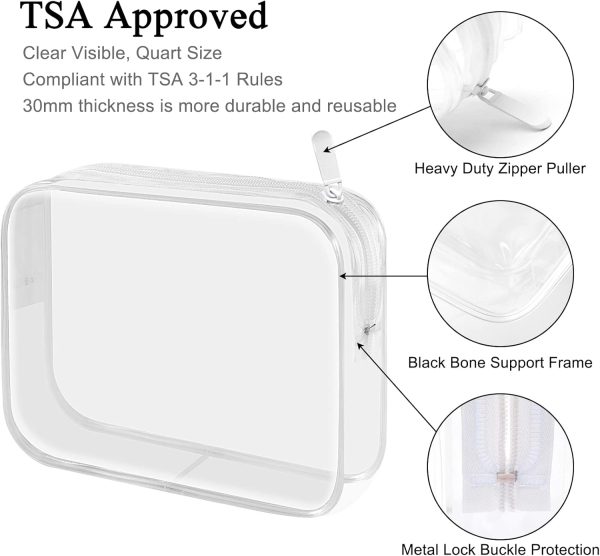 Lermende Transparente Kulturtasche, Flüssigkeiten Beutel Handgepäck TSA-geprüft Kosmetiktasche,Transparente Tasche Flughafen-konforme Tasche,Reisebeutel Flugzeug 1 Liter. 3