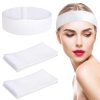 30 Stück Kosmetik Haarband Weiß, Stirnband mit Klettverschluss Make up Band Haare Elastische Haarschutzband für Damen Mädchen Gesichtsreinigung Schminke(Verstellbare Länge: 46-70 cm) 22