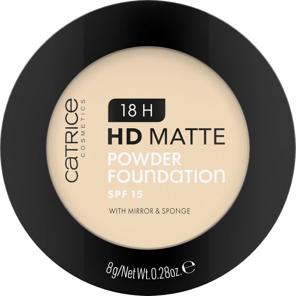 Catrice 18H HD Matte Powder Foundation, Nr. 005N, Nude, langanhaltend, mattierend, matt, für unreine Haut, vegan, ölfrei, UVA- und UVB-Filter + SPF 15, ohne Parfüm, 1er Pack (8g) 2