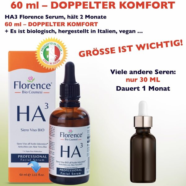 60 ml. Hochdosiertes Bio Hyaluron Serum mit Niacinamid, B5, Vitamin C und Aloe. Vegane Anti-Aging Gesichtspflege-Feuchtigkeitscreme. Hyaluronsäure serum für das Gesicht mit Anti-Falten-Wirkstoffen 2