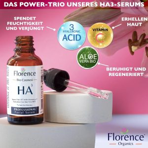 60 ml. Hochdosiertes Bio Hyaluron Serum mit Niacinamid, B5, Vitamin C und Aloe. Vegane Anti-Aging Gesichtspflege-Feuchtigkeitscreme. Hyaluronsäure serum für das Gesicht mit Anti-Falten-Wirkstoffen 10