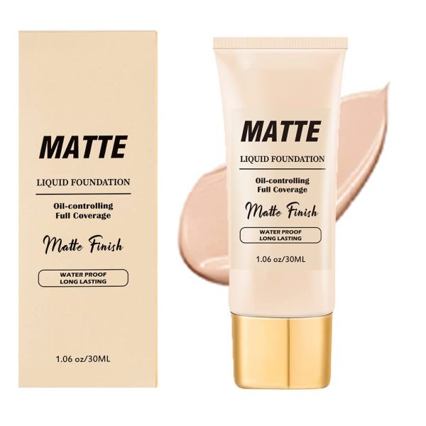 Foundation, Make-Up Liquid Foundation, Foundation Make Up Concealer Liquid Foundation 30 ml, Concealer Foundation Full Coverage Flawless Cream Smooth, Lightweight, Long-Lasting, #2 1