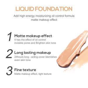 Make-Up Liquid Foundation, Foundation, Foundation Make Up Concealer Liquid Foundation 30 ml, Concealer Foundation Full Coverage Flawless Cream Smooth, Lightweight, Long-Lasting, #1 12