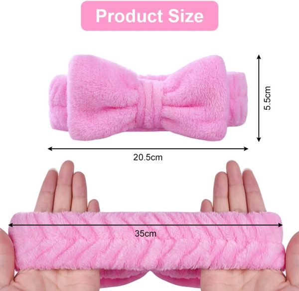 Aomig Spa Bowknot Stirnband Damen, Elastisches Gesicht Handgelenk Waschband, Haarzubehör Zum Waschen Von Gesicht, Haarband Handgelenk Schweißband Kosmetik Haarreif für Schönheit Hautpflege Yoga Sport 2