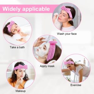 Aomig Spa Bowknot Stirnband Damen, Elastisches Gesicht Handgelenk Waschband, Haarzubehör Zum Waschen Von Gesicht, Haarband Handgelenk Schweißband Kosmetik Haarreif für Schönheit Hautpflege Yoga Sport 20