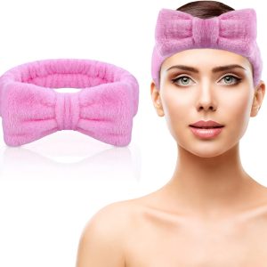 Aomig Spa Bowknot Stirnband Damen, Elastisches Gesicht Handgelenk Waschband, Haarzubehör Zum Waschen Von Gesicht, Haarband Handgelenk Schweißband Kosmetik Haarreif für Schönheit Hautpflege Yoga Sport 24