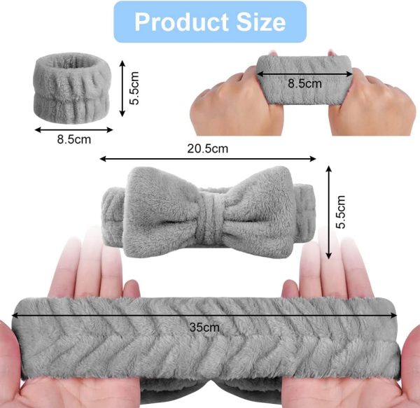 Aomig Spa Bowknot Stirnband Damen, Elastisches Gesicht Handgelenk Waschband, Haarzubehör Zum Waschen Von Gesicht, Haarband Handgelenk Schweißband Kosmetik Haarreif für Schönheit Hautpflege Yoga Sport 2