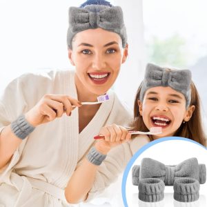 Aomig Spa Bowknot Stirnband Damen, Elastisches Gesicht Handgelenk Waschband, Haarzubehör Zum Waschen Von Gesicht, Haarband Handgelenk Schweißband Kosmetik Haarreif für Schönheit Hautpflege Yoga Sport 18