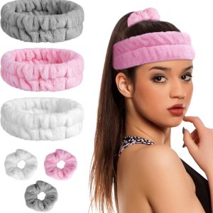 Aomig Spa Bowknot Stirnband Damen, Elastisches Gesicht Handgelenk Waschband, Haarzubehör Zum Waschen Von Gesicht, Haarband Handgelenk Schweißband Kosmetik Haarreif für Schönheit Hautpflege Yoga Sport 24