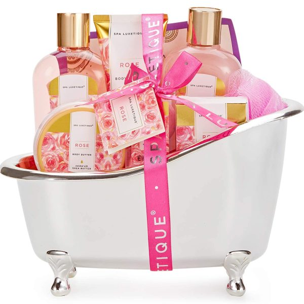 SPA LUXETIQUE Wellness Set für Frauen - 8tlg Rosenduft Bade Geschenkset für Frauen, Geburtstagsgeschenk Beauty Set mit Deko Badewanne, Weihnachtsgeschenke, Muttertagsgeschenk, Geschenke für Frauen 1