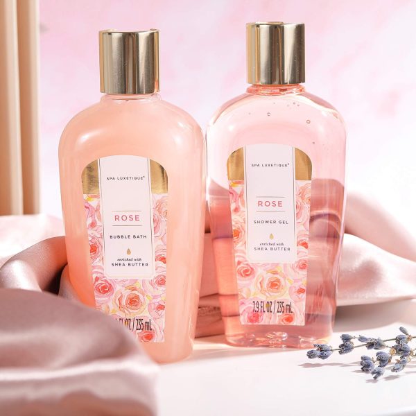 SPA LUXETIQUE Wellness Set für Frauen - 8tlg Rosenduft Bade Geschenkset für Frauen, Geburtstagsgeschenk Beauty Set mit Deko Badewanne, Weihnachtsgeschenke, Muttertagsgeschenk, Geschenke für Frauen 2