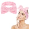 Spa Bowknot Stirnband Damen Spa Haarband Kosmetik, Coral Fleece Makeup Haarbänder Elastic, Cosmetic Stirnband Breitkrempe Korallenvlies Waschen Gesicht Kopfwickel für Dusche Hautpflege Sport 26