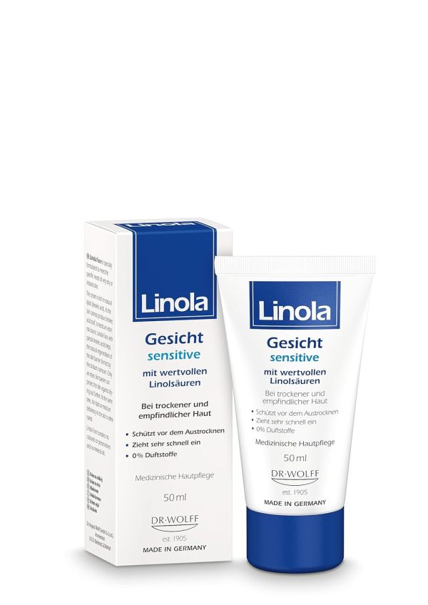 Linola Gesicht sensitiv - 50 ml | schnell einziehende Feuchtigkeitscreme bei trockener und empfindlicher Haut | Ohne Duftstoffe und Mikroplastik 1