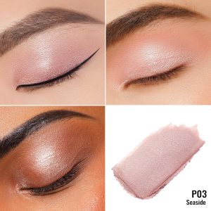 OULAC Lidschatten Perlen-Finish | Lidschatten & Highlighter Rosa Feine Textur | Wasserfest & Langlebig | Metallisch Perlen Finish Augen-Makeup | Vegan | 06g (P03) Seaside 11