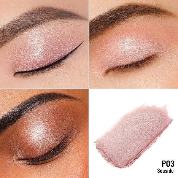 OULAC Lidschatten Perlen-Finish | Lidschatten & Highlighter Rosa Feine Textur | Wasserfest & Langlebig | Metallisch Perlen Finish Augen-Makeup | Vegan | 06g (P03) Seaside 3