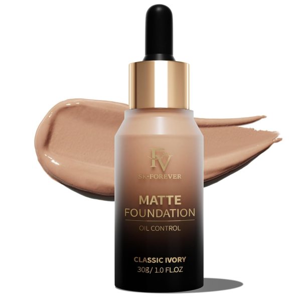 FV Langanhaltende Full Coverage Foundation,Makelloses Mattes Finish, Poren-Minimieren, Ölkontrolle, Wasserfest, Ideal für Fettige Haut,30ml 1