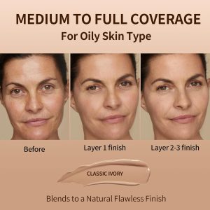 FV Langanhaltende Full Coverage Foundation,Makelloses Mattes Finish, Poren-Minimieren, Ölkontrolle, Wasserfest, Ideal für Fettige Haut,30ml 11