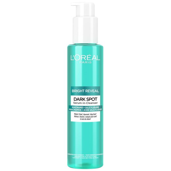 L'Oréal Paris Serum-Cleanser - Reinigt porentief gegen Pigment- & Aknemale, für einen strahlenden Teint, mit Niacinamid & Salicylsäure, Bright Reveal Dark Spot Serum-in-Cleanser, 150 ml 1