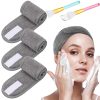 3 Stück Makeup Haarband, Verstellbares Stretch-Handtuch mit Magic Tape mit 2 Stücke Silikonpinsel, Spa Gesicht Stirnband für Schminken und Gesicht Waschen Frottee Haarband(Grau) 20